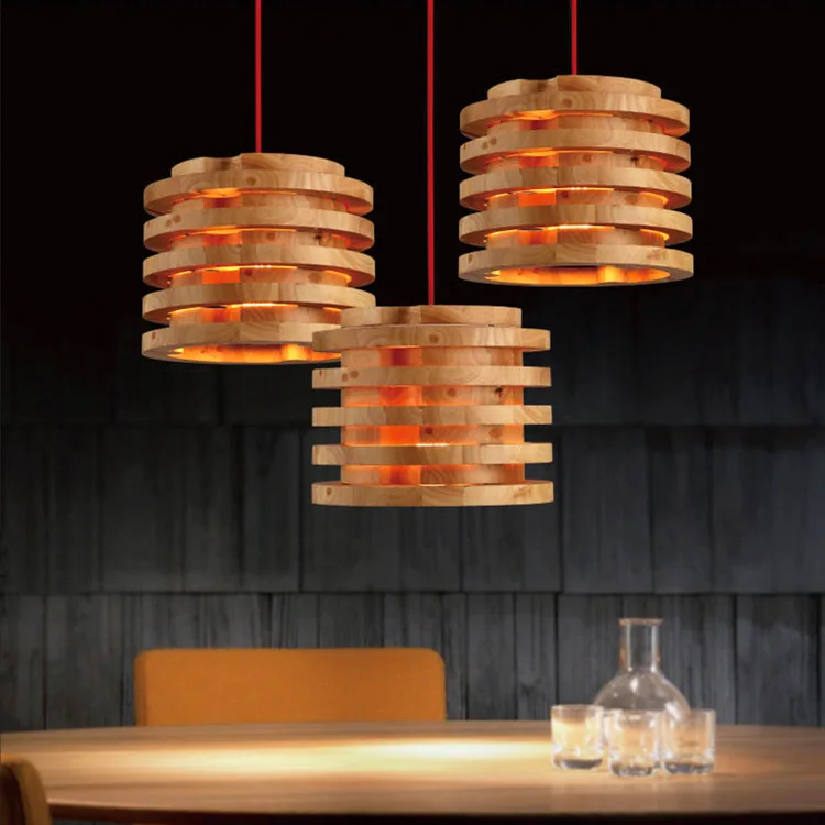 

Creative personality real modern minimalist oak logs pendant light wooden bedroom room restaurant bar pendant lamp YA72712