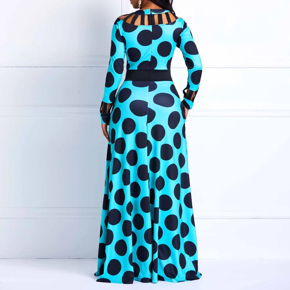 Clocolor Vintage Polka Dot Dress Women Autumn Winter Long Sleeve Printed Tunic Pocket High Waist Afircan Plus Size Maxi Dress Clocolor Vintage Polka Dot Dress Women Autumn Winter Long Sleeve Printed Tunic Pocket High Waist Afircan Plus Size Maxi Dress