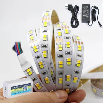 

5m 10m 24V Double Color 2835 LED Strip light CRI>95 Flexible Tape Music WiFi alexa Controller CCT Dual white strip Set Kit