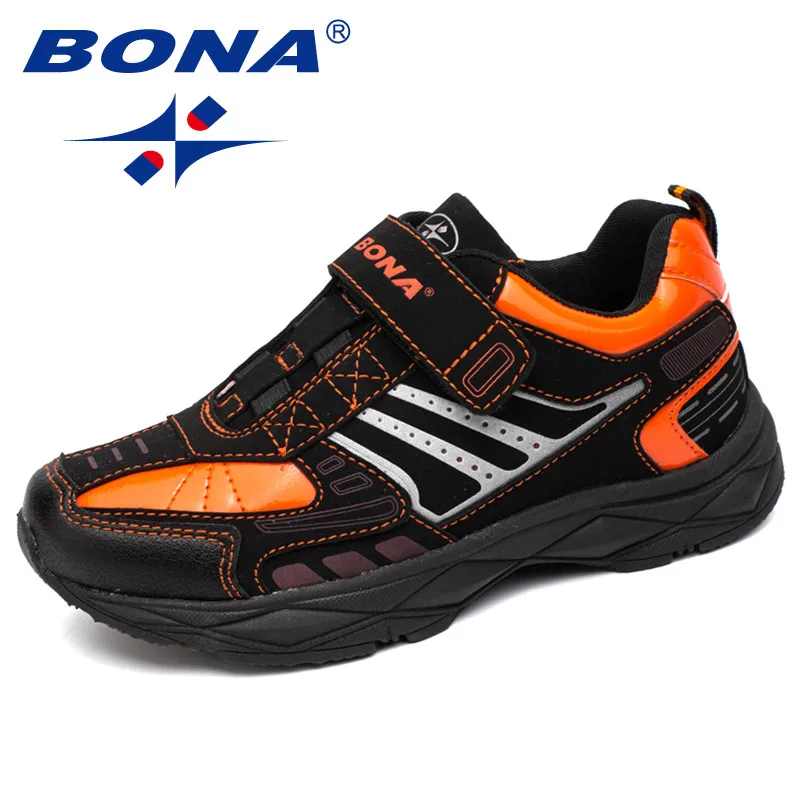 BONA/Новинка; Модная стильная детская повседневная обувь; обувь для мальчиков на липучке; кроссовки для бега; Удобный светильник; - Цвет: ORANGE