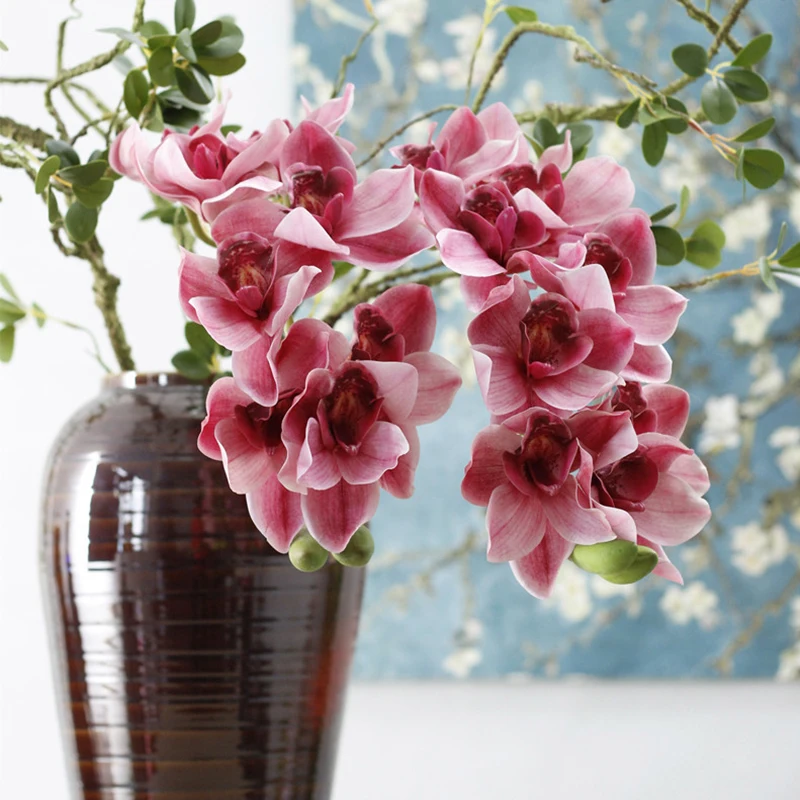 Real Touch 3D Printing Grand Cymbidium Orchid Artificial Flowers for Wedding Party Home Garden Decoration Fake Flowers Flores Real Touch 3D Printing Grand Cymbidium Orchid Artificial Flowers for Wedding Party Home Garden Decoration Fake Flowers Flores