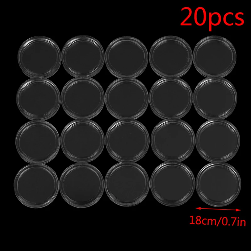 20 шт./лот, пластиковая монетница, 18 мм, прозрачная коробка для сбора монет, чехол для монет, капсулы для хранения, защитные коробки, контейнер