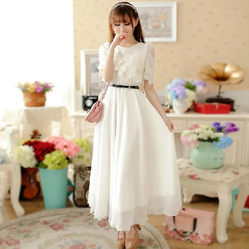 

plus size women clothing dress 2018 summer style korean Bohemian beach evening party white lace dress women female A0219