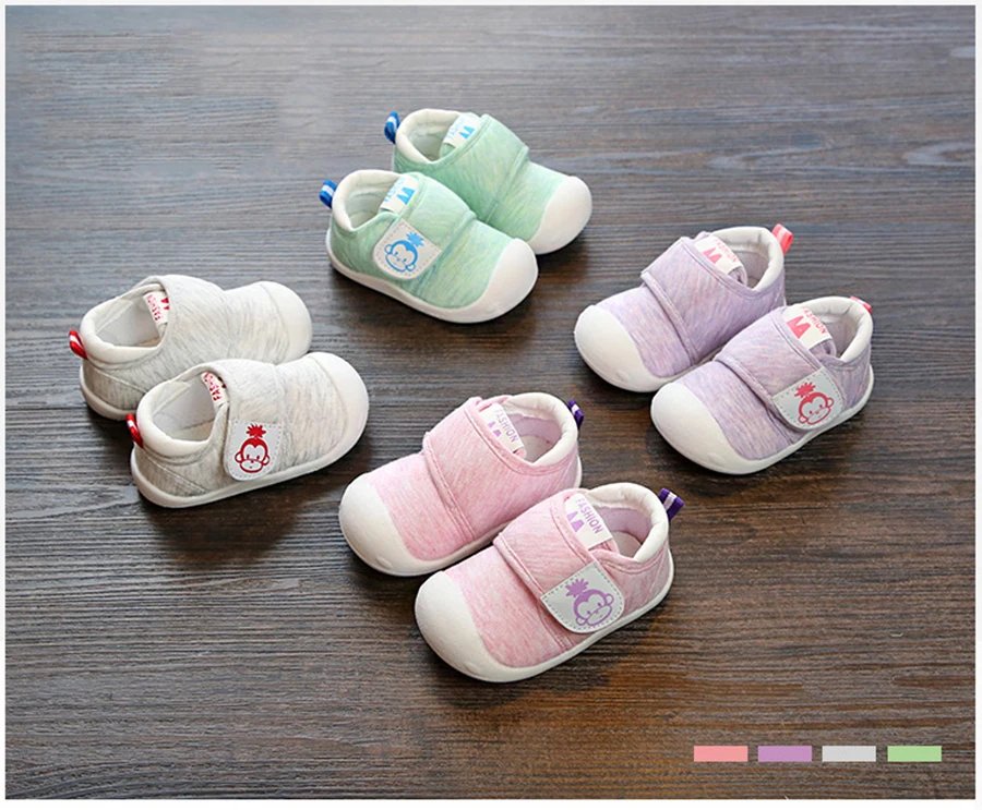Kalupao Unisex Baby Shoe Cotton Fabric First Walker Shoes Anti-Slippery Soft Tpr Hook & Loop Prewalker Sneakers Baby Casual Shoe (2)