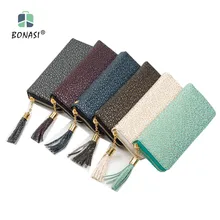 2017 New Flower Leather Vintage Long European Simple Large Capacity Women Wallet Clutch Zipper Change Purse
