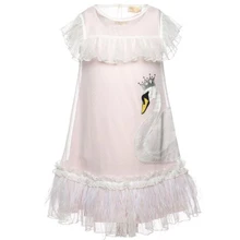 BONGAWAN/платья из двух предметов с изображением лебедя для девочек, коллекция года, новая летняя хлопковая кружевная Милая одежда принцессы для детей возрастом от 3 до 10 лет