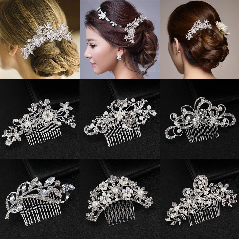 Bridesmaid Bridal Hair Comb Women Crystal Hair Ornaments Clip Leaf Pearl  Hairpins Headpiece Wedding Jewelry New Hair Accessories