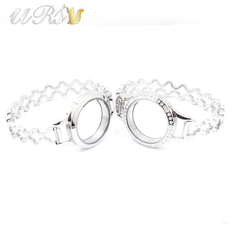 

Newest design! 30mm 7''(17.5cm) Screwed-off 316L Stainless Steel Silver Round Living Glass Locket Bracelet Bangle Bracelet