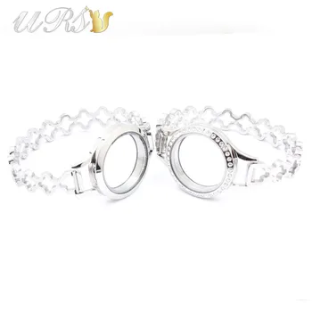 

Newest design! 30mm 7''(17.5cm) Screwed-off 316L Stainless Steel Silver color Round Living Glass Locket Bracelet Bangle Bracelet