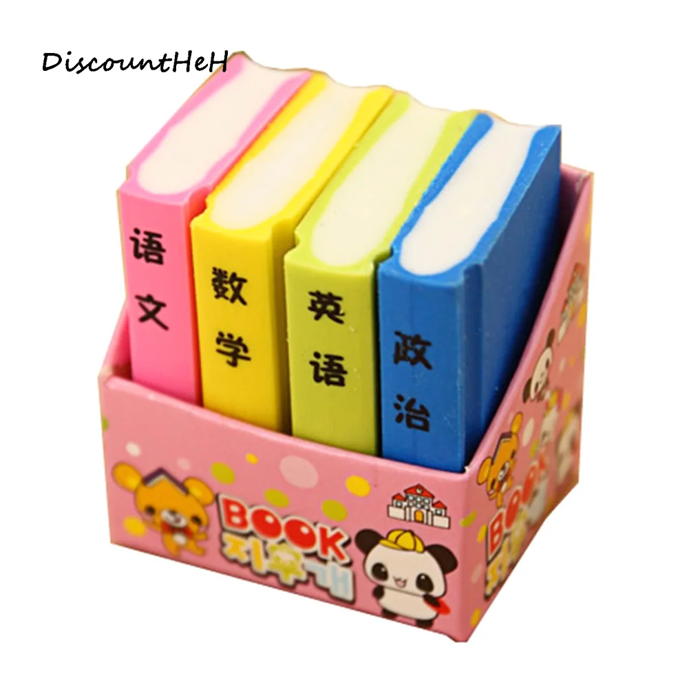 4 PCSset Kawaii Book Style Eraser School Learning Pencil Erase Stationery Supplies for Kids Gifts Color Random 4 PCSset Kawaii Book Style Eraser School Learning Pencil Erase Stationery Supplies for Kids Gifts Color Random
