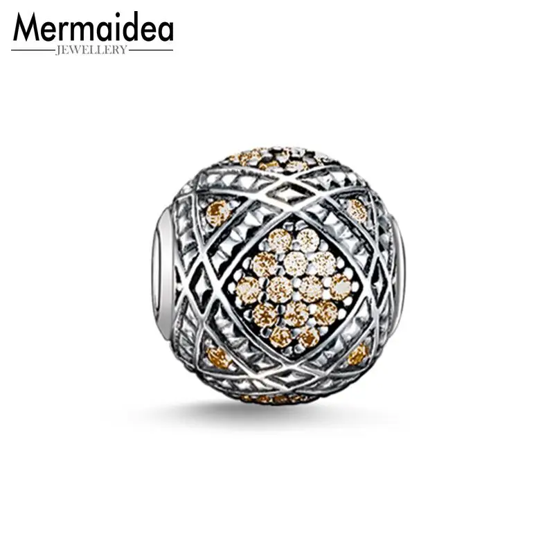 

Charm Beads Champagne CZ Silver Zirconia Beads Fits Bracelet Necklace Karma Charms European Jewelry Accessories
