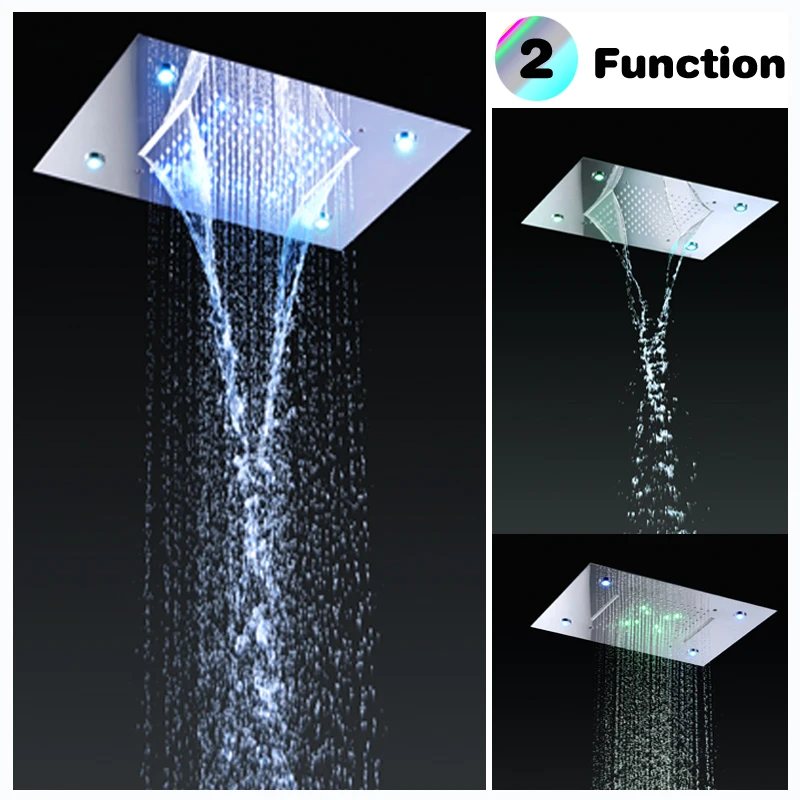 Buy Stainless Steel Shower Head Rain Style LED Showerhead Waterfall Effect