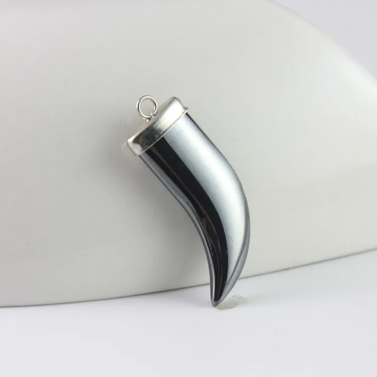 fashion hot sale hematite horn pendant accessories diy accessories  HP1036 2