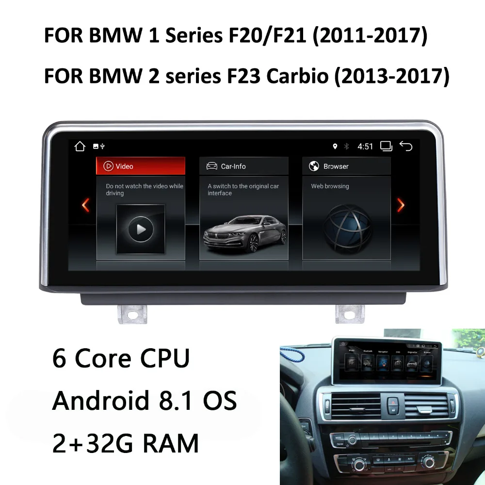

COIKA 10.25" 6 Core CPU Android 8.1 System Car IPS Touch Stereo For BMW F20 F21 F23 Cabrio GPS Navi 2+32G RAM SWC WIFI BT Music