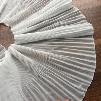 

22CM 2meter/Lot Black/ white lace trim pressure plait pleated chiffon ruffled hem garment skirt hem lace fabric accessory Z1212
