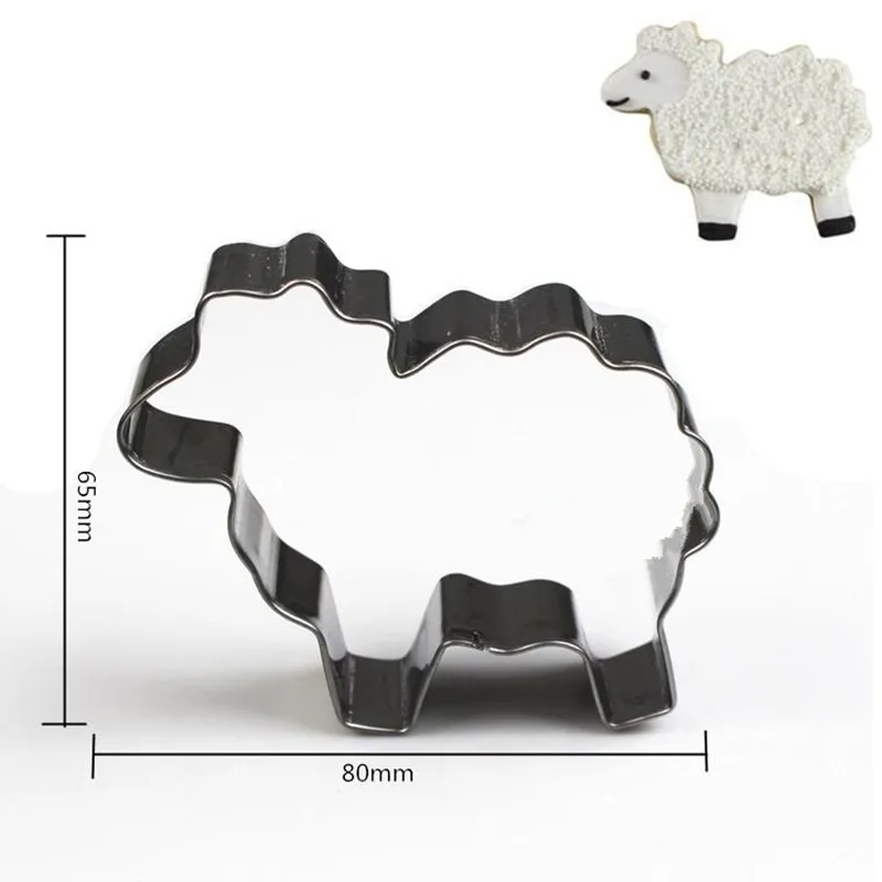 5pcs/set Stainless Steel Cookie Cutter Cartoon Sheep Shape Fondant Biscuits Tools Sugar Craft Bakery Bakeware