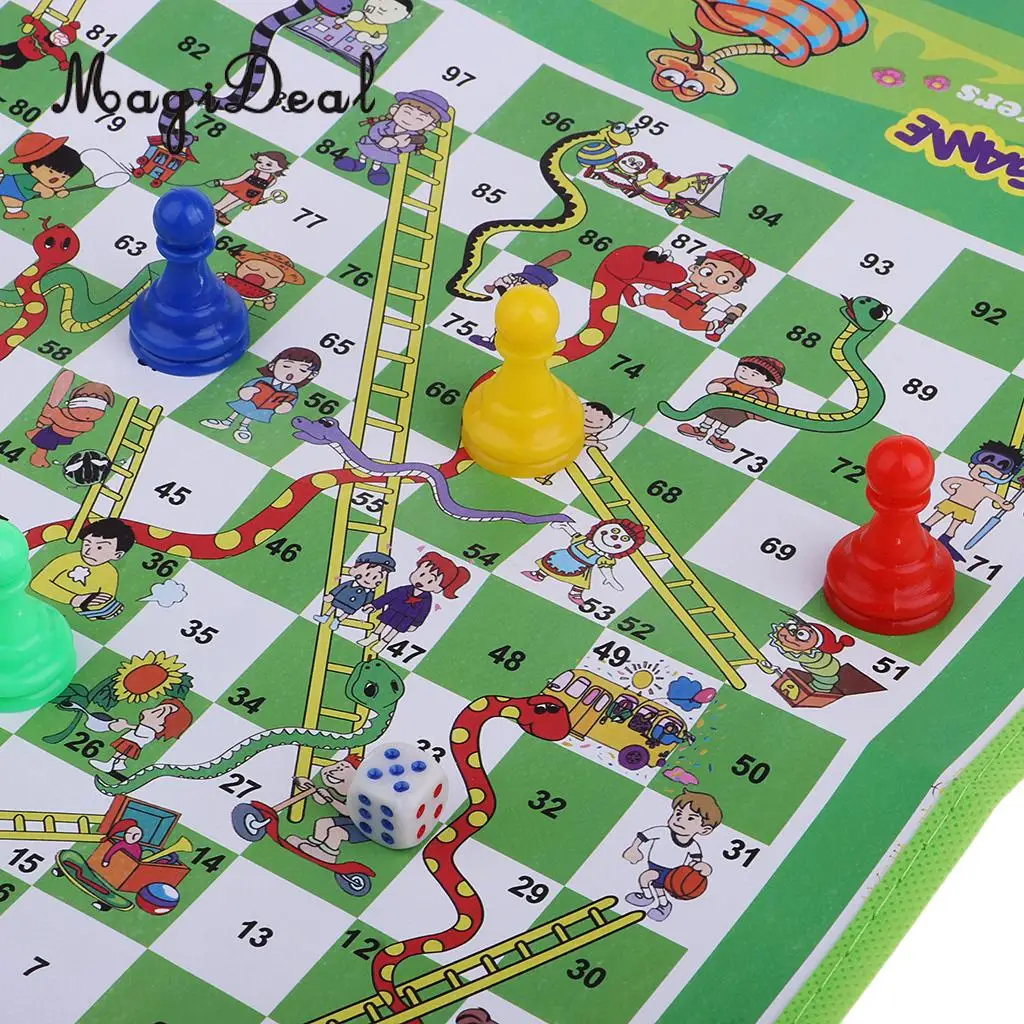 Outdoor Mini Travel Chess Ludo Game SNAKE & LADDER 38cm x 27cm Foldable Pocket Pack Birthday Christmas Gift Kids Children Toy