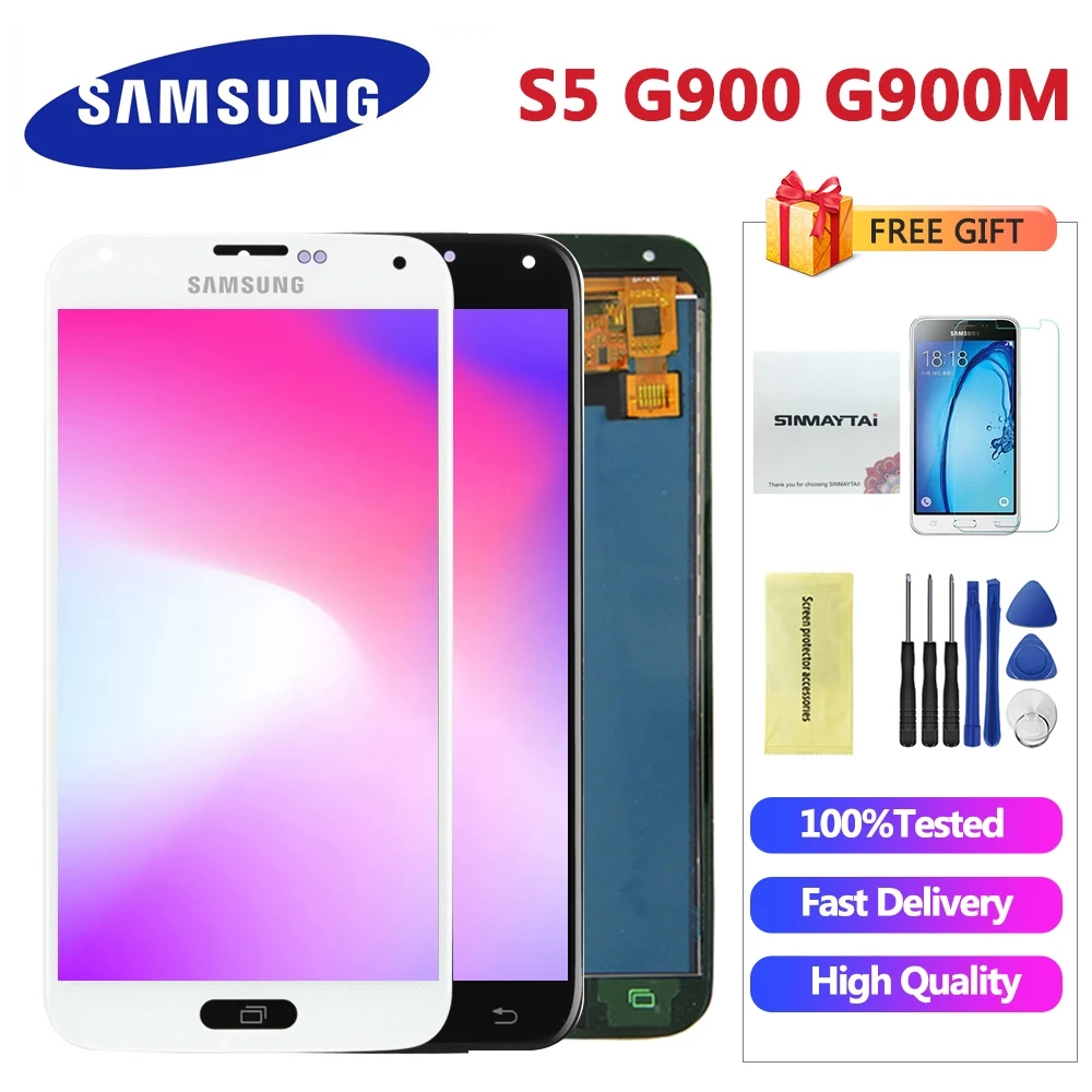 Для samsung S5 lcd G900F дисплей ЖК-экран сенсорный дигитайзер сборка совместимый для samsung Galaxy S5 G900 G900M G900A lcd s