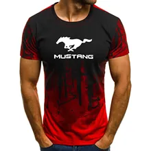 Мужская футболка с коротким рукавом и логотипом автомобиля Mustang Летняя Повседневная хлопковая Футболка с градиентом модная футболка в стиле хип-хоп Harajuku Мужская брендовая футболка