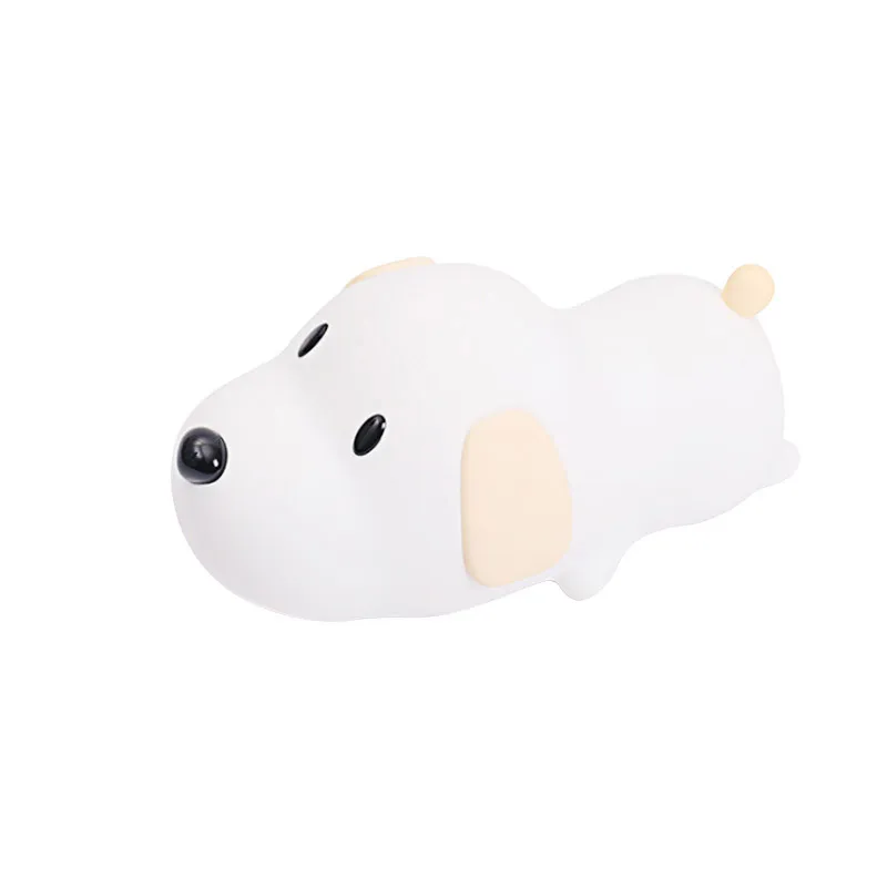 Rechargeable silicone puppy baby kids 3d led night light with timer setting and warm/cool white adjustable