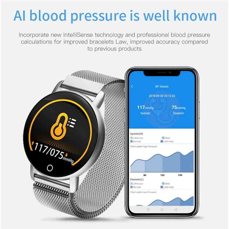 

R1 Smart Watch Full Touch Screen IP67 Blood Pressure Waterproof Sleep Monitor Fitness Tracker Sport Record Smart Band Steel New