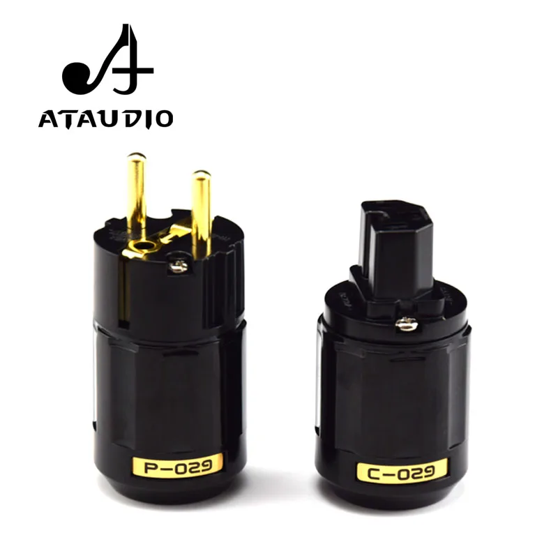 ATAUDIO Hifi Power Plug High Quality Gold plated One Pair Eu Power Connector IEC female connector