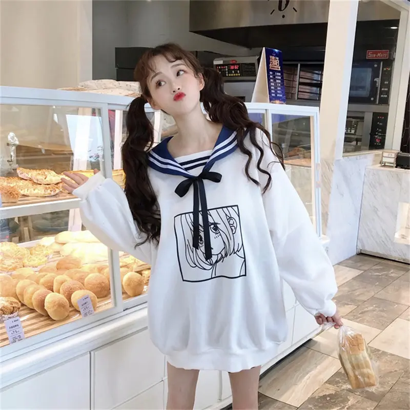 Woherb 2019 плюс Размеры толстовки Для женщин Kawaii Толстовка для девочек с героями