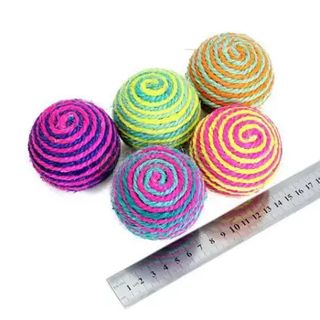 

Dog Cat Kitten Pet Teaser Sisal Rope Weave Balls Play Chewing Catch Toys Funning