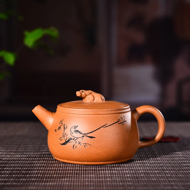 

Yixing Pottery Teapot Famous Pure Full Manual Raw Ore Down Slope Mud Cattle Ranching Kettle Kungfu Online Teapot Tea Set Suit