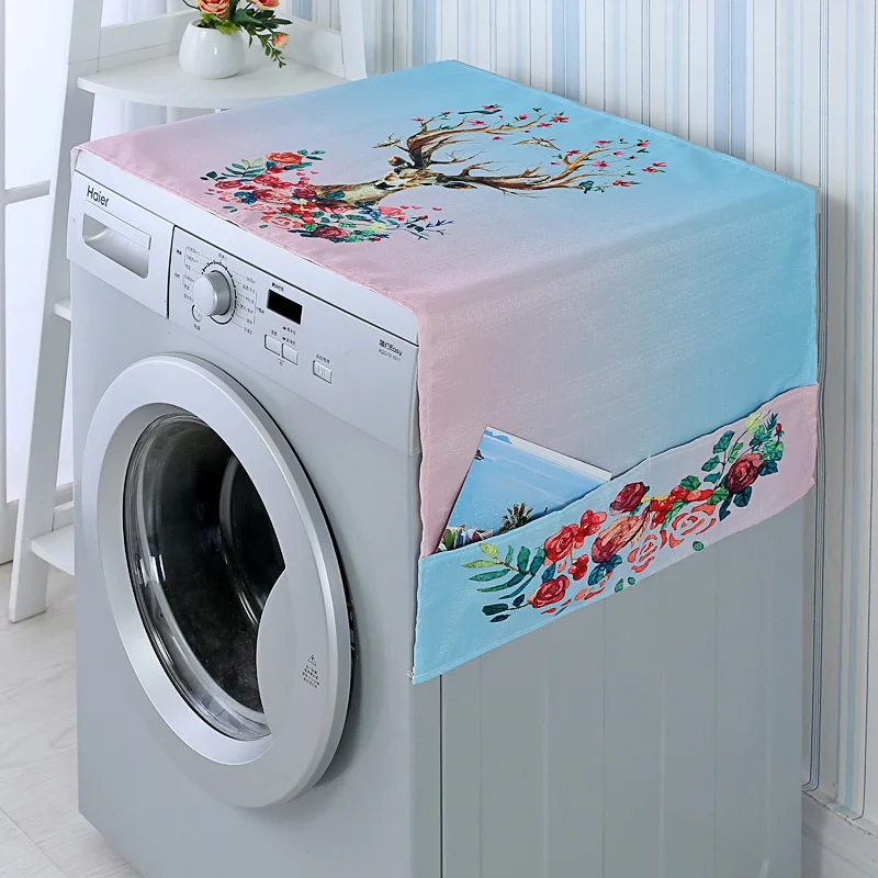 Cartoon Rainbow Horse Washing Machine Cover Refrigerator Cover Microwave Cotton Linen Waterproof Cover - Цвет: 7