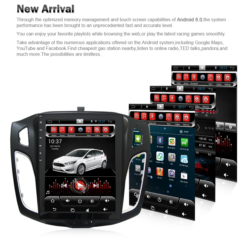 Cheap Tesla HD Screen Android 6.0 Car DVD Player GPS Navi multimedia for Ford Focus 2 Din 2012 2013 2014 2015 RDS Radio Audio Stereo 5
