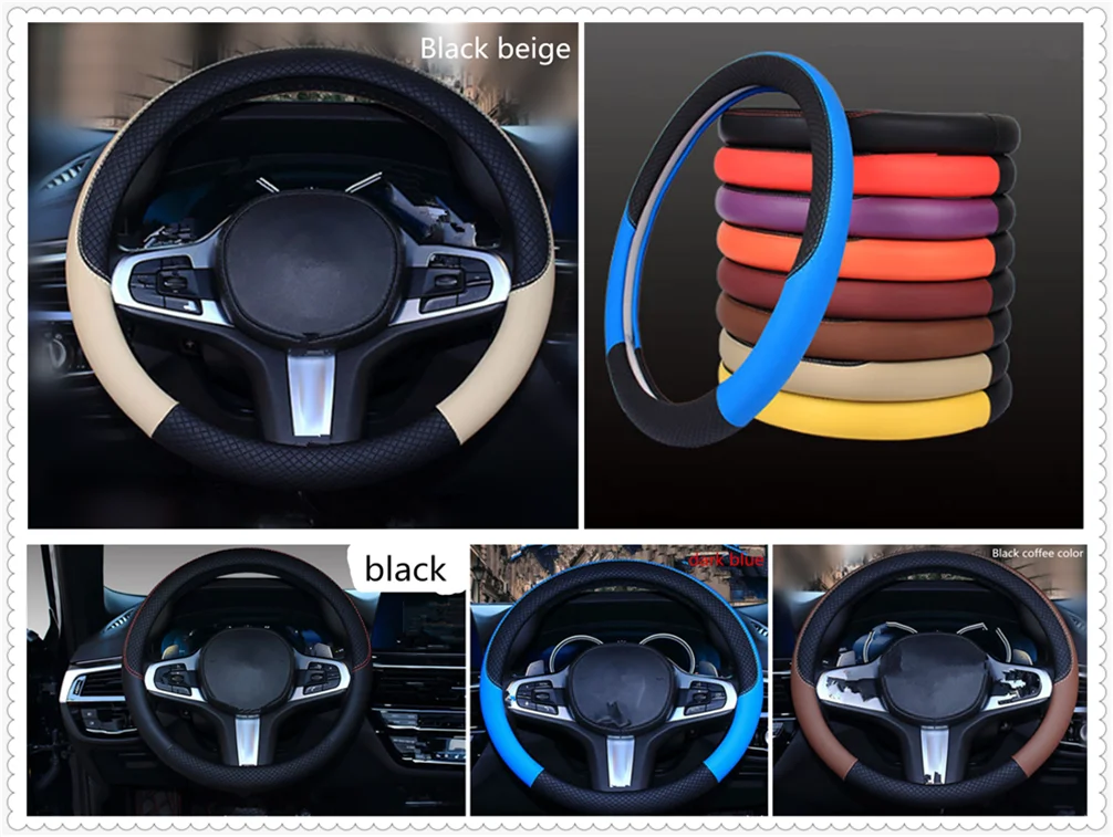 Auto Parts Leather Weaving Steering Wheel Cover 38 Cm Or 15 Inches For