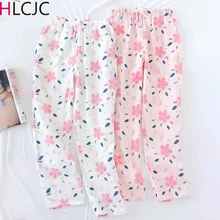 Свежий цветок женские пижамы марлевые хлопковые удобные летние пижамы брюки розовые качественные повседневные женские Пижамные брюки