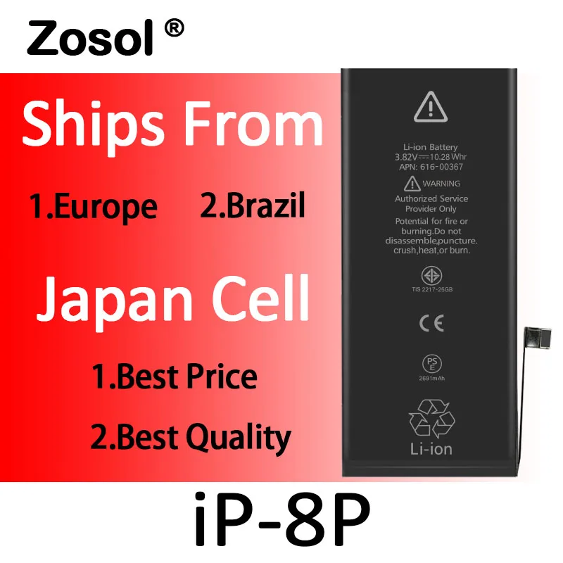 

10pcs/lot Origin Japan Cell Battery For iPhone 8 Plus iPhone8P Replacement Batterie Internal Bateria For iPhone 8+