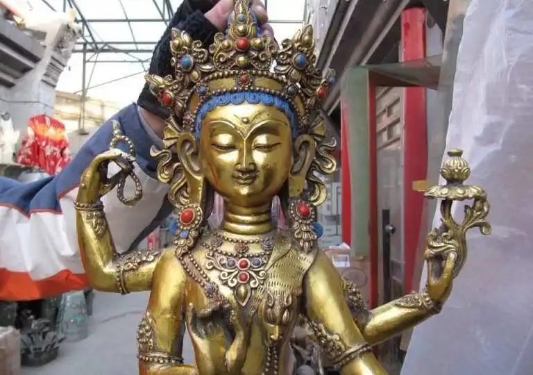 

29 Tibet Buddhism Bronze Copper Gild Four Armed Kwan-Yin Guan yin Buddha Statue