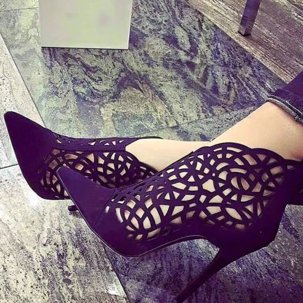 

brand design thin high heels hollow pointed toe sexy party boots summer boots woman shoes sexy shoes women ankle boots