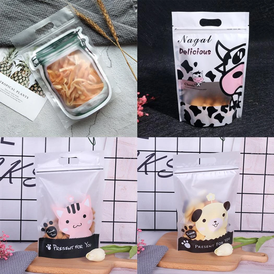 クッキーバッグかわいい子供ビスケットスナックジップロック袋スナック食品収納オーガナイザーキャンディー袋ホームパーティースナック包装 Saran Wrap Plastic Bags Aliexpress