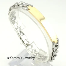 Потерять деньги Акции! Модные панк Нержавеющая сталь ID золото пустой серебряный Браслеты на запястье рок Бренд Aliexpress подарок браслеты kb112