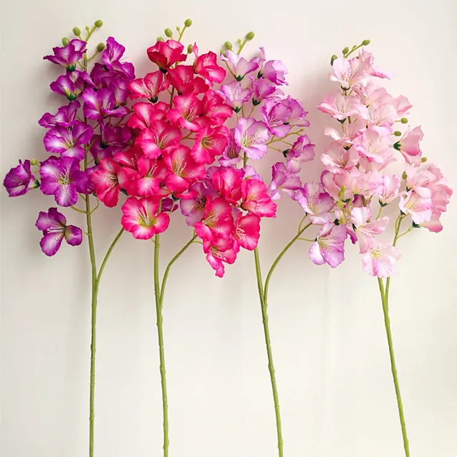 5 unids artificiales dendrobium orquídea flor 21 cabezas falso