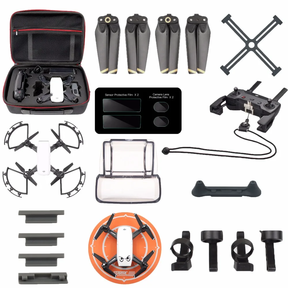 

Case Bag Propeller Guard Fixer Landing Gear Camera Lens Cover Film Controller Strap Holder Drone Accessories Kits for DJI Spark