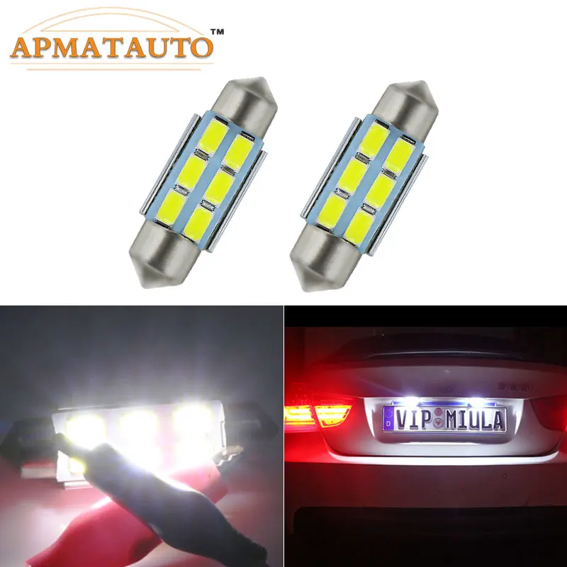Pair 36mm C5W LED Festoon White Error Free License Plate Light