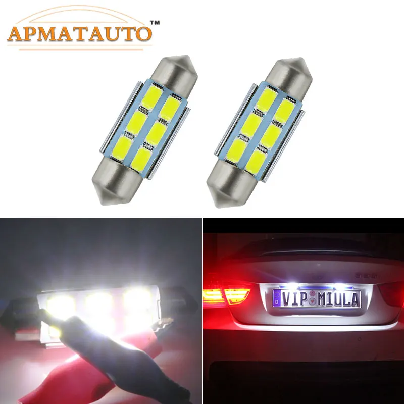 LncBoc 36mm Festoon LED C5W Bulbs 5-SMD 3030 LED White Replacement Bulb with Aluminium Sink for Car Interior Dome Light License Plate Trunk Light DC 12V Pack of 2 