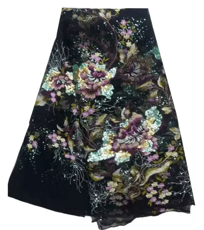 

Nigerian Lace Fabrics 3D Sequins lace fabric net lace fabric 2019 Sequins, Multicolor lace fabric for haute couture dress JL013