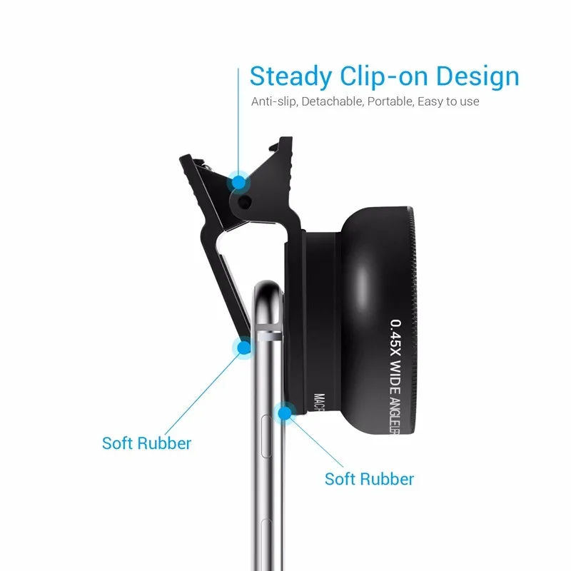 TURATA Рыбий глаз объектив 2 в 1 профессиональный HD телефон камера объектив Комплект 0.45X широкоугольный+ 12.5X Макро клип на рыбий глаз для смартфона