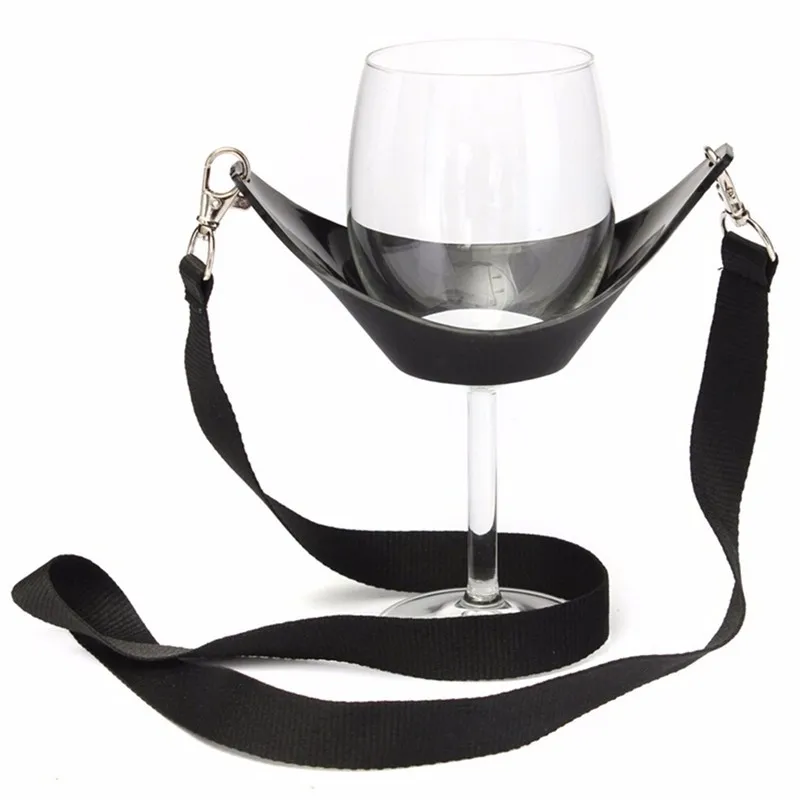 1 шт., вечерние инструменты для бара, портативный черный держатель для бокала вина, ремень для вина, строп, хомут, держатель для стекла, поддерживающий шейный ремень для коктейля на день рождения