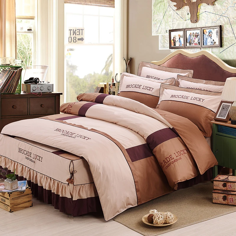 100 Cotton roman style bedding sets 4/6pcs king queen size bed set