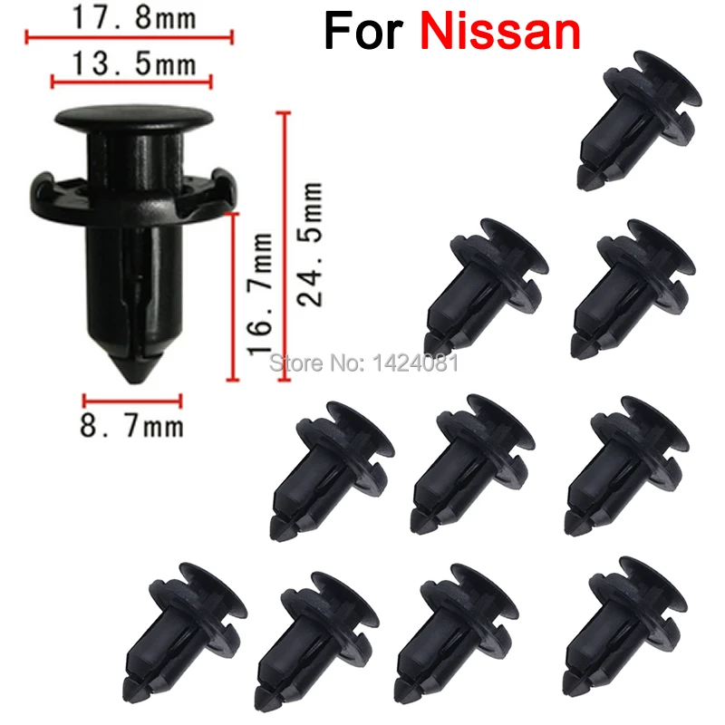 100x 9mm Hole Car Parts Panel Trim Clip Plastic Rivet Fastener For