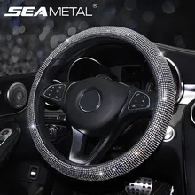 Cubiertas de volante de coche con diamantes de imitación, bandolera de cuero, tapa de palanca de cambios automática, accesorios de Interior de coche para mujeres y niñas