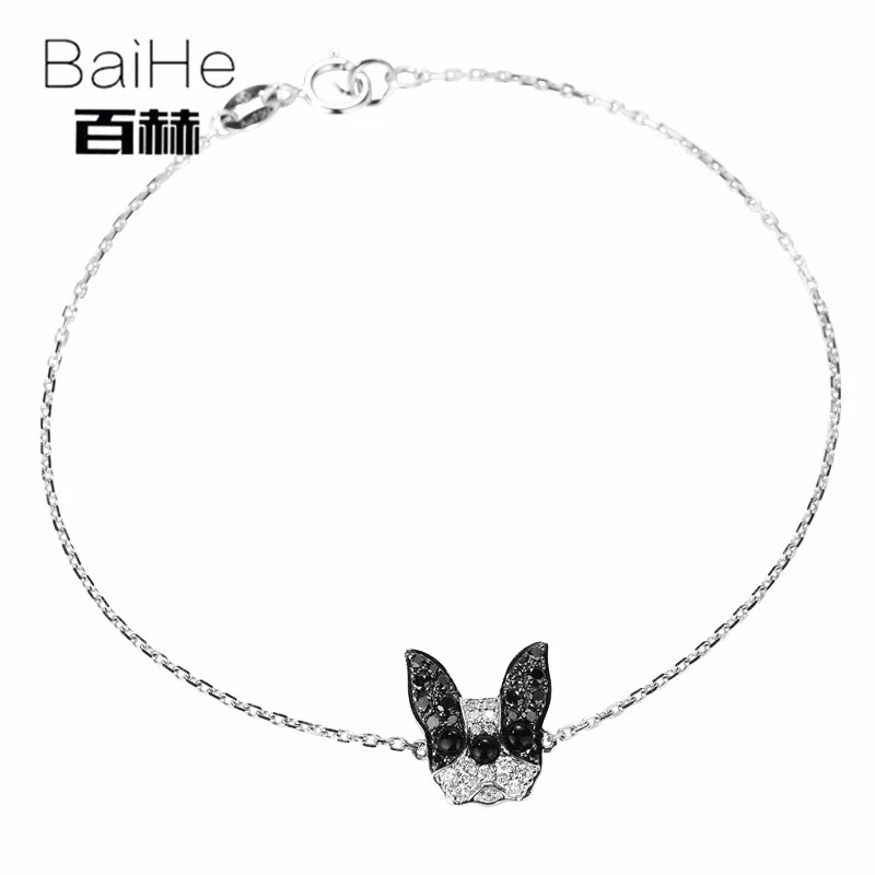 BAIHE однотонные 18K белые золотые 0.24ct H/SI натуральные бриллианты черные Модные