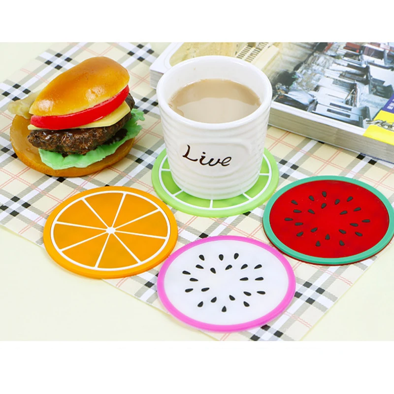 

2PCS/lot Silicone cup mat Fruit drink Coffee Mike coaster placemat stand for hot coasters Pad Slip Holder kitchen table mats